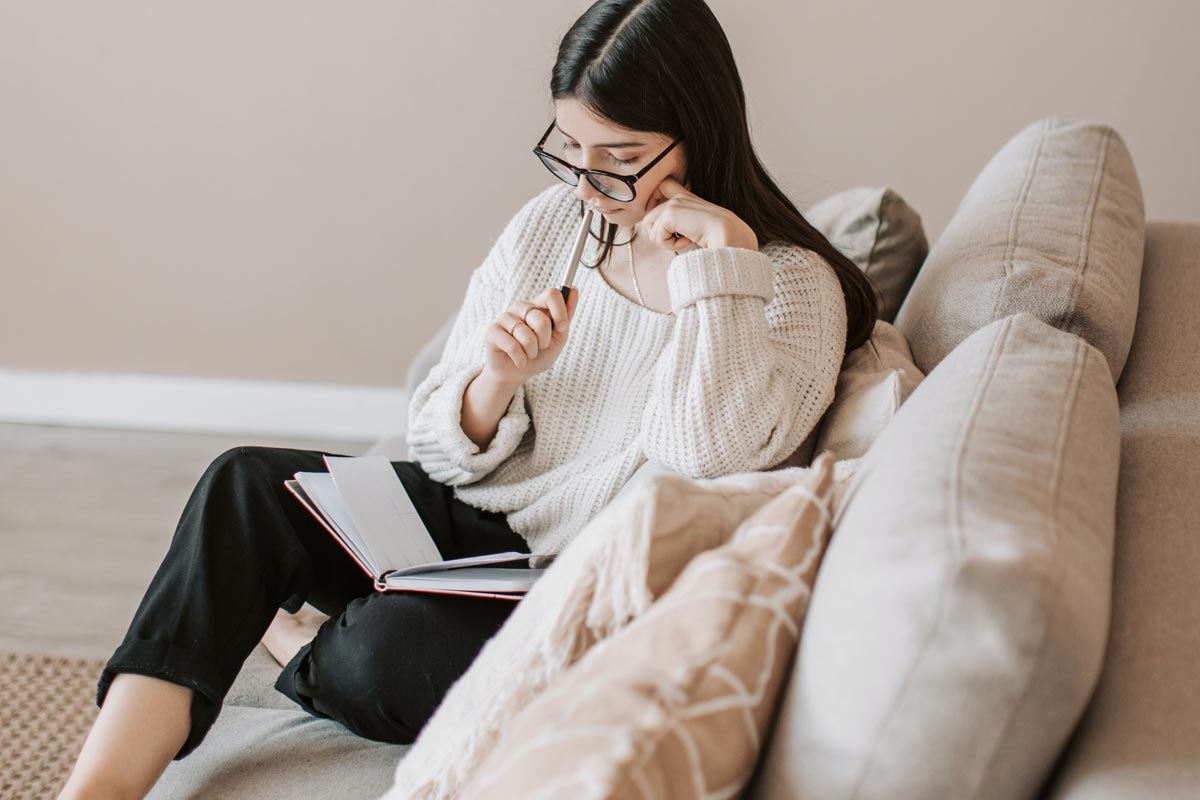Lady checking her list
